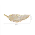 Elegant gold feather brooch sparkling with full rhinestones, chic suit lapel pin accessory 4.7cm - Full Rhinestone Feather Brooches