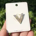 V-Shape Rhinestone Mother of Pearl Brooch Gold Tone Elegant Fashion Jewelry Pin Accessory - Brooch #124