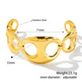 Detailansicht eines 18K vergoldeten Edelstahl-Armreifs mit Hohlmuster und Maßangaben - Großloch Hohl Stil (B349) / Gold
