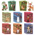 Detalle del set de pegatinas navideñas DIY con simpáticos personajes para manualidades infantiles. - Estilo de Cambio de Rostro DIY / Paquete de 8 Hojas (15x11cm)