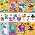 Halloween waterproof DIY puzzle stickers detail, funny cartoon face changing kids toys. - Halloween Theme / 8 Sheets Pack
