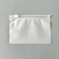 Frosted plastic storage bag detail, transparent waterproof slider pouch for daily organization. - 8x12cm