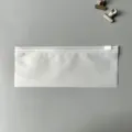Frosted zipper storage bag detail shot, translucent waterproof plastic pouch for daily use. - 8x20cm