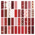 Detalles de 40 pegatinas de sellado navideñas surtidas, patrones de cuadros rojos para regalos. - 14.5x15cm / Pegatina de Navidad