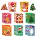 Navidad DIY pegatinas de cara cambiante, hojas impermeables de manualidades de puzle para niños. - Estilo de Pegatina Clásica / Paquete de 8 Hojas (15x11cm)