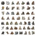 Fun monkey sticker pack set featuring various cute animal characters in jobs for DIY craft. - Chinese Zodiac - Monkey (52 Sheets, Original)