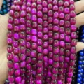 Perline in vetro viola stile occhio di tigre a forma di botte per bracciali - 9*8mm Lunghezza 38cm / Imitation rose red tiger eye stone glass barrel beads