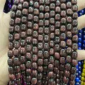 Perle a botte in vetro stile occhio di tigre rosso scuro per gioielli fai da te DIY - 9*8mm Lunghezza 38cm / Imitation red tiger eye stone glass barrel beads