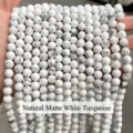 Stränge aus natürlichen mattweißen Türkis-Rundperlen für die DIY-Schmuckherstellung - 12mm/31 Stück Packung / Natürliche mattierte weiße Türkisperlen