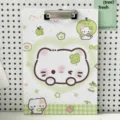 Simpatico portablocco gatto verde per ufficio e scuola, cartellina documenti cancelleria kawaii. - Gatto dal faccione grande