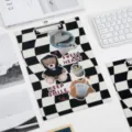 Presse-papiers rétro à damier A4 avec ours mignon et lettres, dossier de classement. - Ours Chapeau Damier
