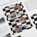 A4 presse-papiers à carreaux motif de nourriture de dessin animé mignon papeterie esthétique - Biscuit Sandwich Damier