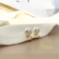 Elegant 12mm large white pearl clip-on earrings with gold mosquito coil clips for no piercing - Mosquito Coil Ear Clip / 12mm / 16K Gold