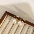 Vintage-style 14mm large pearl ear clips for non-pierced ears, elegant minimalist design. - Mosquito Coil Ear Clip / 14mm / 16K Gold
