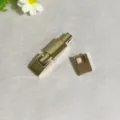 Gold metal belt buckle replacement set, stylish hardware accessory for leather belts. - Gold