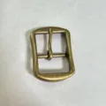 Retro zinc alloy belt buckle 34mm pin buckle replacement hardware accessory detail view. - Gold Buckle