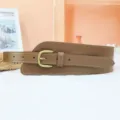 Elegante cintura larga in pelle da donna, cintura modellante per abiti e camicie. - Colore caramello