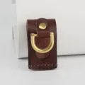 Handmade genuine leather belt loop key holder with brass D-ring for men's daily waist wear. - Coffee
