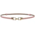 Pink thin leather belt for women, elegant gold metal buckle, stylish accessory for dress shirt suit. - Pink
