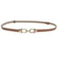 Thin brown leather belt with stylish metal buckle for women dress suit waist decoration - Apricot