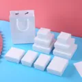 Elegant white jewelry box set with lychee texture for rings earrings and necklaces packaging - 7*7*3cm / White