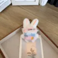Accessoire lapin en peluche mignon avec motif peint pour le bricolage. - Col Bleu Lunettes Roses