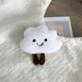 Mignonne broche en peluche nuage blanc avec visage souriant pour sacs et vêtements - Style de Broche / Blanc