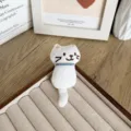 Cute white plush cat brooch and pendant accessory with a charming Japanese cartoon style - Back Opening Style / White Cat