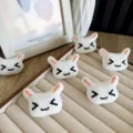 Soft white plush rabbit head accessories for DIY clothing and bag decoration - Back Opening Style / Winking Rabbit