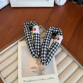 Lot de jolies barrettes à motif vichy noir et blanc avec broderie cerise rouge - Cerise à Carreaux Noir et Blanc / Noir