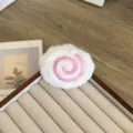 Adorable accessoire sucette en peluche blanche avec broderie spirale rose pour bijoux et DIY - Style à Ouverture Arrière DIY (M024) / Rose