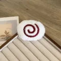Accessoire en peluche blanc avec spirale rouge pour projets de bricolage DIY - Style à Ouverture Arrière DIY (M024) / Bordeaux