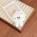 Χαριτωμένο λευκό βελούδινο κλιπ μαλλιών με κεντημένο πρόσωπο γάτας για αξεσουάρ μαλλιών - Στυλ Κλιπ Μαλλιών / Λευκό