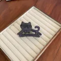 Pince à cheveux chat violet foncé pailleté pour un style français élégant et mignon - Gris & Noir