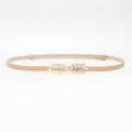 Women thin khaki waist belt with gold leaf buckle, stylish adjustable dress decorative belt. - Apricot