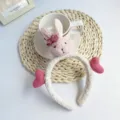 Bandeau mignon de lapin en peluche blanc avec coeurs roses pour le lavage du visage - Lapin Blanc