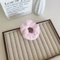 Chouchou élégant en peluche rose doux pour femme, accessoire cheveux en fausse fourrure - Rose Clair