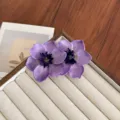 Élégantes pinces à cheveux en tissu violet pour le style de vacances des femmes - Style Double Fleur / Violet