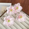 Barrette à cheveux élégante en forme de fleur de narcisse rose et blanc pour femmes - Ensemble de 4 Pièces / Lot de 4 / Rose Clair