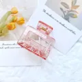 Elegant pink translucent hollow geometric hair claw clip for women's hair styling - Transparent Pink