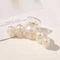 Elegant Korean style large hair claw clip with glossy faux pearls for women's hair styling. - 5-Bead Style / L / Pearl White