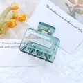 Minimalist teal transparent geometric hair claw clip for women's elegant hair styles - Transparent Blue