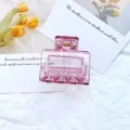 Elegant translucent pink hollow geometric hair claw clip for daily hair styling. - Amethyst