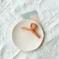 Large fabric-wrapped hair claw clip in elegant orange finish, sweet style hair accessory - Orange