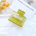 Minimalist geometric hollow medium hair claw clip in translucent olive green finish - Jelly Green