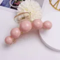 Elegant minimalist pink pearl bead hair claw clip for women's sweet hair styling - 5-Bead Style / L / Pink