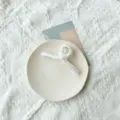 Elegant white textured fabric hair claw clip for temperament women's hair styling - Shiny White
