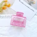 Minimalist pink transparent hollow geometric hair claw clip for elegant hair styling - Jelly Peach