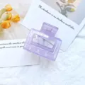 Minimalist purple translucent geometric hollow hair claw clip for elegant women styling - Jelly Purple