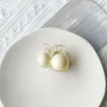 Sweet minimalist Korean style cherry shaped hair claw clip in cream and pale yellow colors - Cherry / Off White